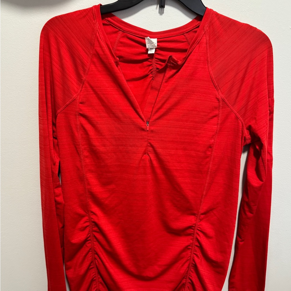 Athleta Red Ruched Top
